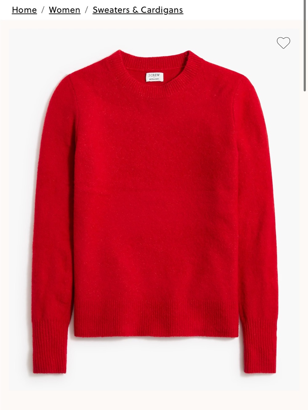 J. Crew Extra-Soft Bright Red Crewneck Sweater